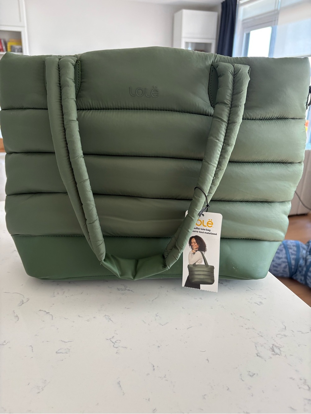 Lolë Puffer Tote Bag – Quilted Lightweight Shoulder & Crossbody Bag with Laptop